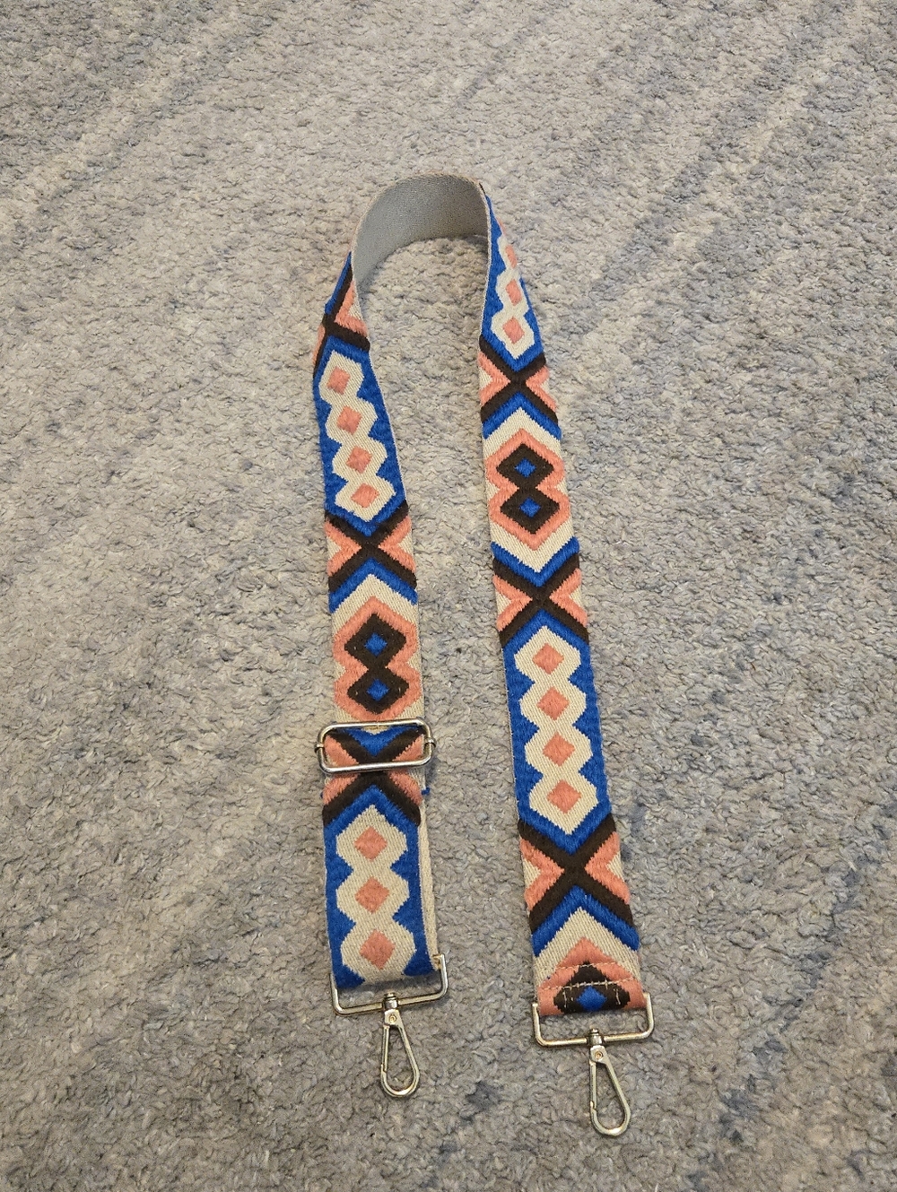 Ahdorned Embroidered Guitar Bag Strap Blue Peach Geometric Boho Crossbody Adjust